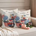 thumbnail image 2 of Independence Day Pillow Covers 2 Pack Blue Pink Red Floral American Flag Flowerpot Linen Texture Pillowcase Waterproof Outdoor Throw Pillow Cover for Patio Garden Square Cushion 20”x20”, 2 of 9