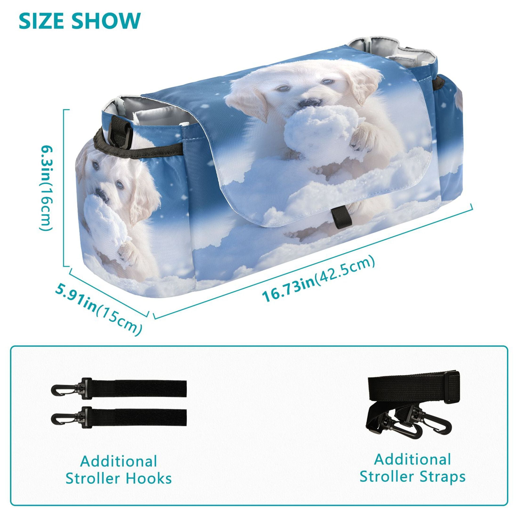 DIXRUYEE Stroller Organizer Playful Snow Pup Printed
