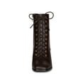 thumbnail image 6 of BLISSFUL STEP Women's Boots Lace Up Block Heels Ankle Combat Boots Coffee 7, 6 of 8