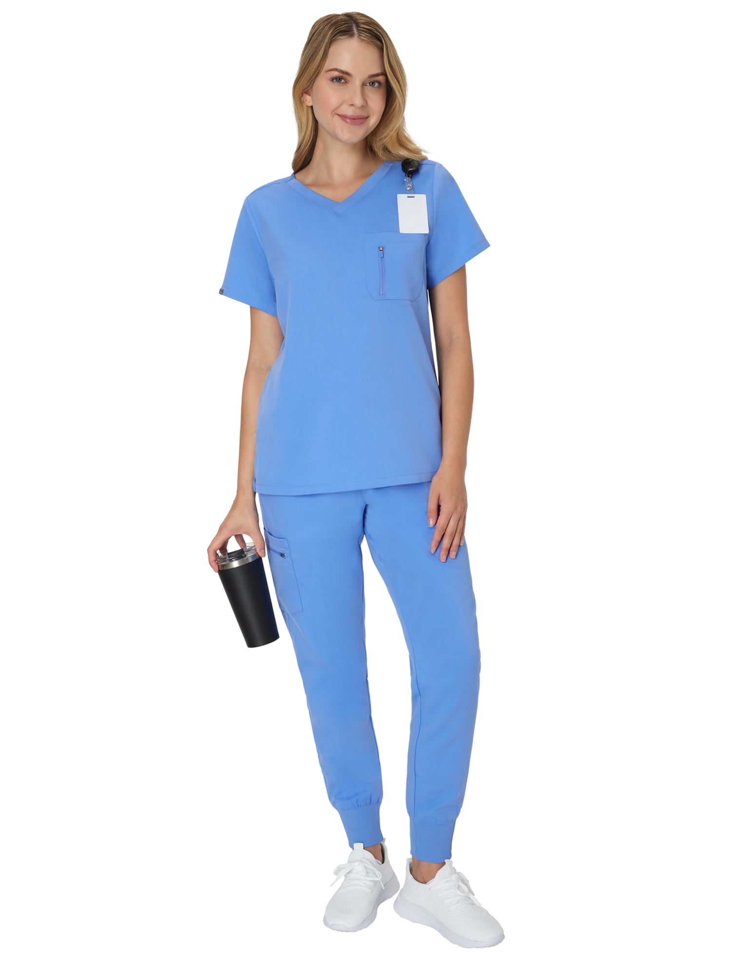 Hanes Women's Scrubs V-Neck Scrub Top, Premium, Short Sleeve, 1 Pocket, Sizes XS-3XL