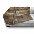 thumbnail image 3 of Wooden Print Soft Flannel Fleece Throw Blanket, Rustic Floor Planks Grungy Look Farm House Country Style Walnut Oak Grain Image, Cozy Plush for Indoor and Outdoor Use, 60" x 80", Brown, by Ambesonne, 3 of 6