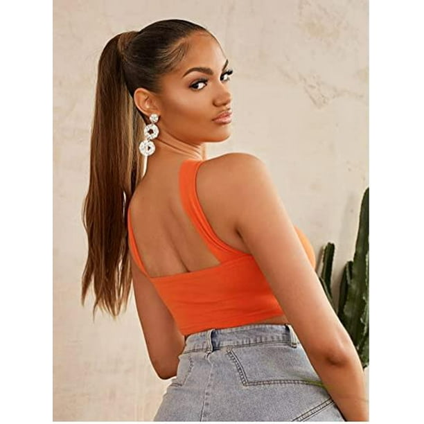 Women's Crisscross Cut Out Vest Halter Wrap Crop Top Solid