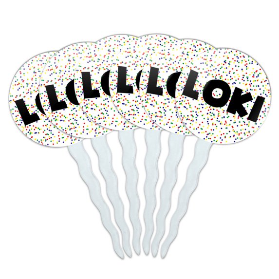 Loki Cupcake Picks Toppers - Set of 6 - Mutlicolored Speckles