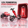 thumbnail image 4 of Holaki 12V Electric Go Kart for Kids, Battery Powered Ride on Toy with Adjustable Seat, Music, LED Lights, EVA Wheels & Forward/Reverse Driving, Red, Ages 3-6, 4 of 10