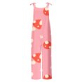 thumbnail image 4 of Flash Jumpsuits for Women 2025 Summer Casual Sleeveless Spaghetti Strap Overalls Mushrooms Print Boho Wide Leg Jumpsuits with Pockets Loose Fit Comfy Rompers Dressy Trendy Outfits Beach Clothes, 4 of 5