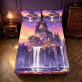 thumbnail image 4 of Homewish Dreamy Castle Queen Sheets for Girls, Rainbow Stars Floral Queen Sheet Sets, 4 Pieces, 1 Flat Sheet, 1 Fitted Sheet and 2 Pillowcases, 4 of 6