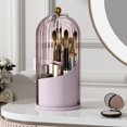 thumbnail image 1 of Soporte para brochas de maquillaje YOOLENS 360 giratorio con tapa rosa, 1 of 6