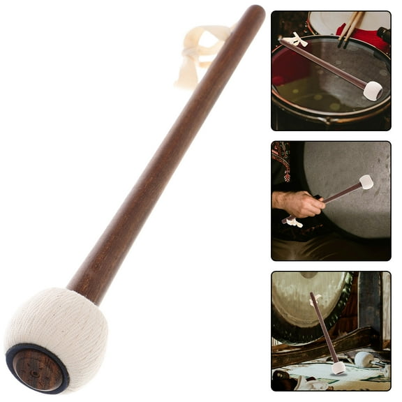 OUNONA Wooden Gong Mallet with Comfortable Wood Handle for Percussion Instruments Gongs 6.5 Inches