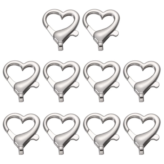 ROSENICE 10 Pcs Suitcase Accessories Heart Keychain Clips Key Chain Parts Lobster Clasp Silver 2.6x2x0.3cm
