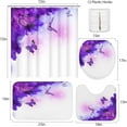 thumbnail image 2 of FMSHPON Purple Butterfly 4 Piece Bathroom Set Shower Curtain Bath Rug Contour Mat and Toilet Lid Cover, 2 of 8