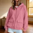 thumbnail image 2 of Hauaitttt Lady Zip up Hooded Sweatshirt with Loose and Casual Long Sleeves and Jacket Style Hoodie Female Small Sweatshirts Light Weight Zip up Hoodie Women Hooded Sweat Shirt for Women Snap Front, 2 of 4
