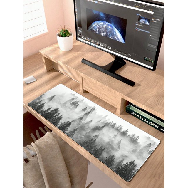 1pc Large Gray Forest Pattern Desktop Gaming Mouse Pad For Laptop/Pc Office Use