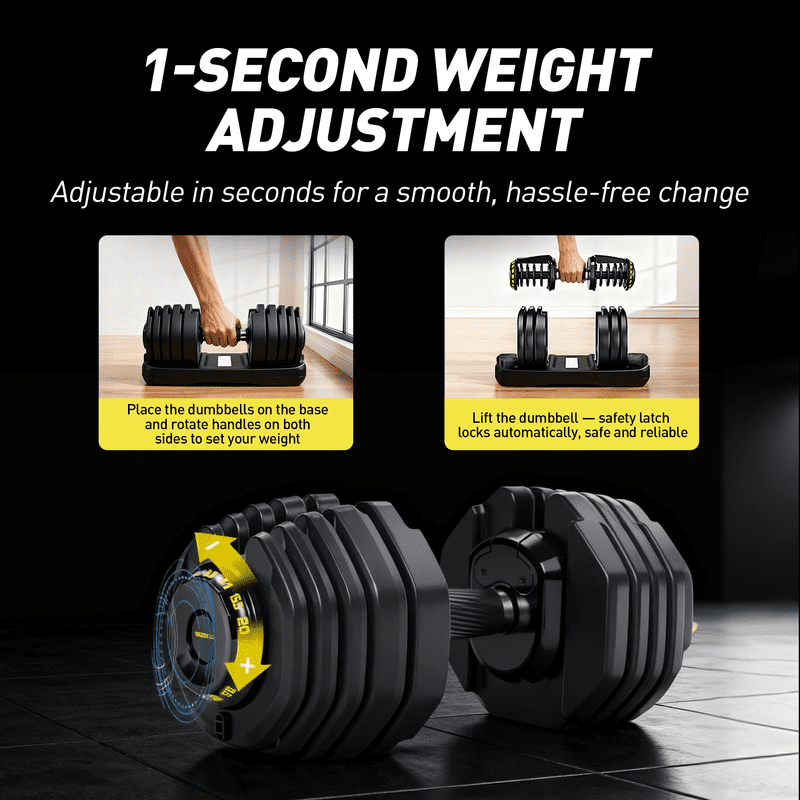 Adjustable Dumbbells Pair,  95lb Pair Dumbbell Set with Quick-Select Weights  for Home Gym Strength Training