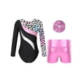 thumbnail image 2 of YONGHS Kids Girls Tumbling Biketard Gymnastics Dance Leotard with Shorts Hair Scrunchies Set Leopard 12, 2 of 7