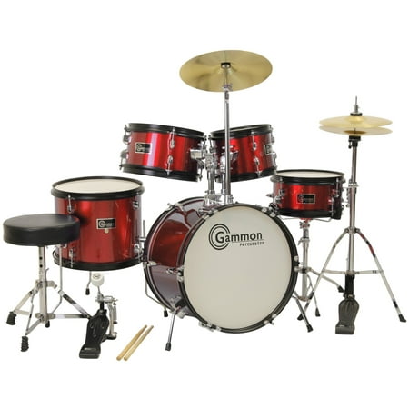 Gammon Drum Set Red Complete Junior Kit With Cymbals Sticks Hardware And
