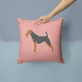 thumbnail image 2 of Airedale Terrier Checkerboard Pink Fabric Decorative Pillow BB3657PW1414, 2 of 4