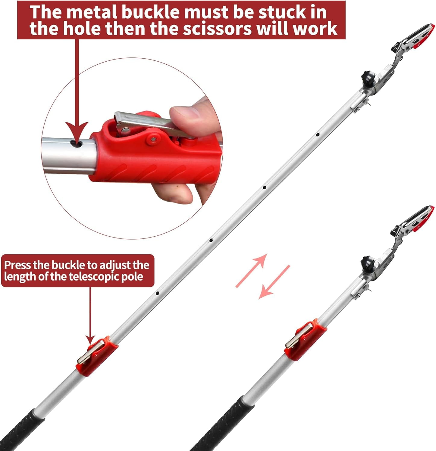 GARTOL 3.67-5.45 FT Fruit Picker with Rotating Blade Head, Lightweight Aluminum Extendable Handle for Tree Branch Cutter, Silver
