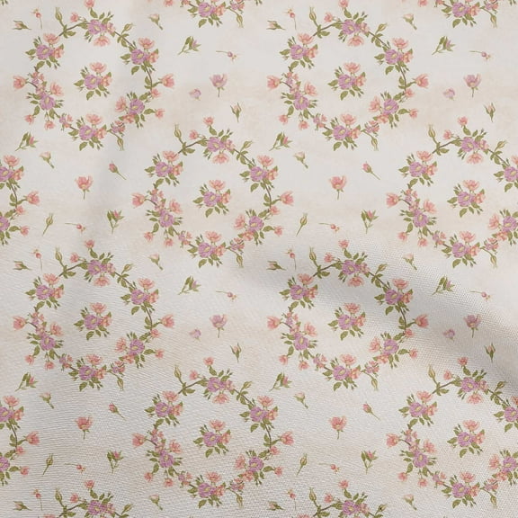 oneOone Georgette Viscose Light Beige Fabric Watercolor Floral Quilting Supplies Print Sewing Fabric By The Yard 42 Inch Wide