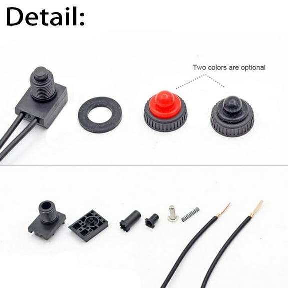 12V Waterproof Latching Push Button On-Off Switch With Wire Black Red Black 1Pcs YIWEI