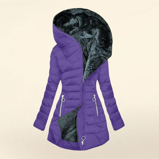 Chaquetas y abrigos casuales con capucha de manga larga para mujer Chaqueta acolchada de moda con capucha de manga larga de color sólido para mujer Parte superior de poliéster para mujer