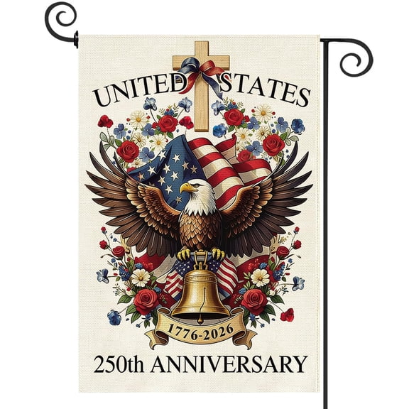 250 Years USA Patriotic Garden Flag 12.5x18 Double Sided Burlap 250th Anniversary 1776-2026 Outdoor Decor