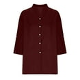 thumbnail image 4 of Breezora Womens Long Sleeve Linen Shirt Button Down Collared Blouse Relaxed Fit Breathable Comfortable Work Casual Wear XXL Size Wine, 4 of 8