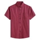 thumbnail image 1 of Mens Manga Corta Botón Abajo Camisas Negocios Turndown Cuello Bolsillo Red Blusa de Algodón, 1 of 4