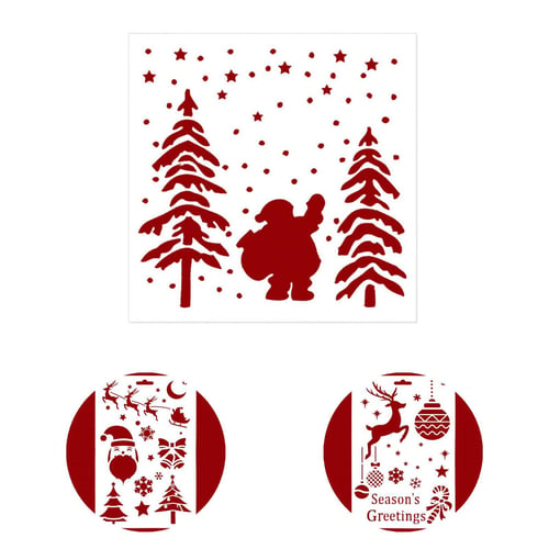 thumbnail image 1 of Cake Stencil Xmas Theme Hollow Out Decorative PET Christmas Fondant Cake Rim Mesh Embossing Stamp Mold for Baking, 1 of 8