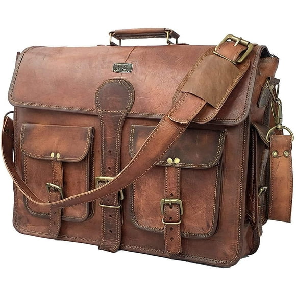 cuero DHK 14 Inch Vintage Handmade Leather Messenger Bag for Laptop Briefcase Best Computer Satchel Distressed Bag
