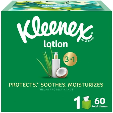 Kleenex Lotion Facial Tissues with Coconut Oil, 1 Cube Box