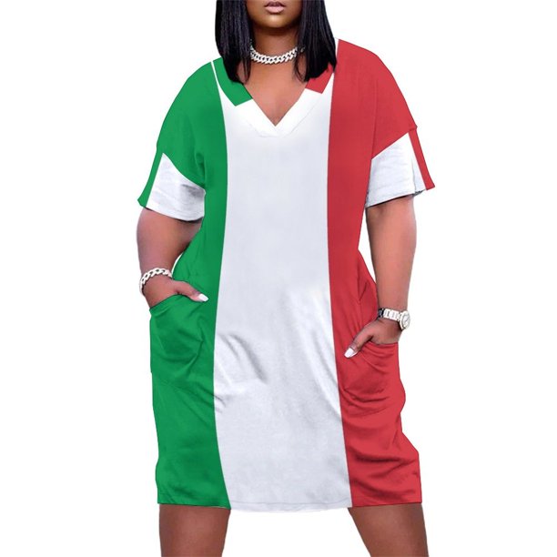 Minifalda con bandera italiana para mujer, vestido corto con elegante bolso en talla grande