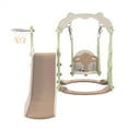 thumbnail image 5 of 3 in 1 Kids Slide and Swing Set for Indoor and Outdoor, Freestanding Slide for Toddler Playground Slipping Slide Climber Toy Playset with Basketball Hoop, 5 of 5