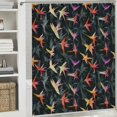 thumbnail image 6 of Orinice  Tropical Stall Shower Curtain, Exotic Birds of Paradise Flower Silhouettes Hawaii Nature, Decorative Fabric Set with Hooks for Bathroom,  69x72, 6 of 7