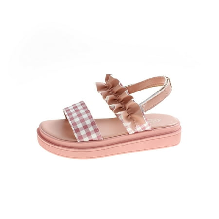 

Sehao Summer Sandals for Women Fashion Women s Spring And Summer Lace Fabric Plaid Thick Soled Sandals Pu