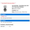 thumbnail image 2 of Wagner Miniature Clear Tail Light Lamp Automotive Bulb fits Jeep Grand Cherokee, 2 of 2
