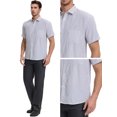 thumbnail image 5 of DARING DIVA Men's Plaid Short Sleeved Button Down Business Checked Dress Shirt XL Gray, 5 of 6