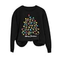 thumbnail image 5 of Juebong Holiday Funny Graphic Tops for Women Family Christmas Tree Santa Lights Print Pullover Crewneck Long Sleeve Shirts Lightweight Matching Sweatshirt, 5 of 6