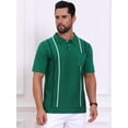thumbnail image 4 of DARING DIVA Men's Striped Knit Chest Pocket Short Sleeve Vintage Golf Shirts S Green, 4 of 7