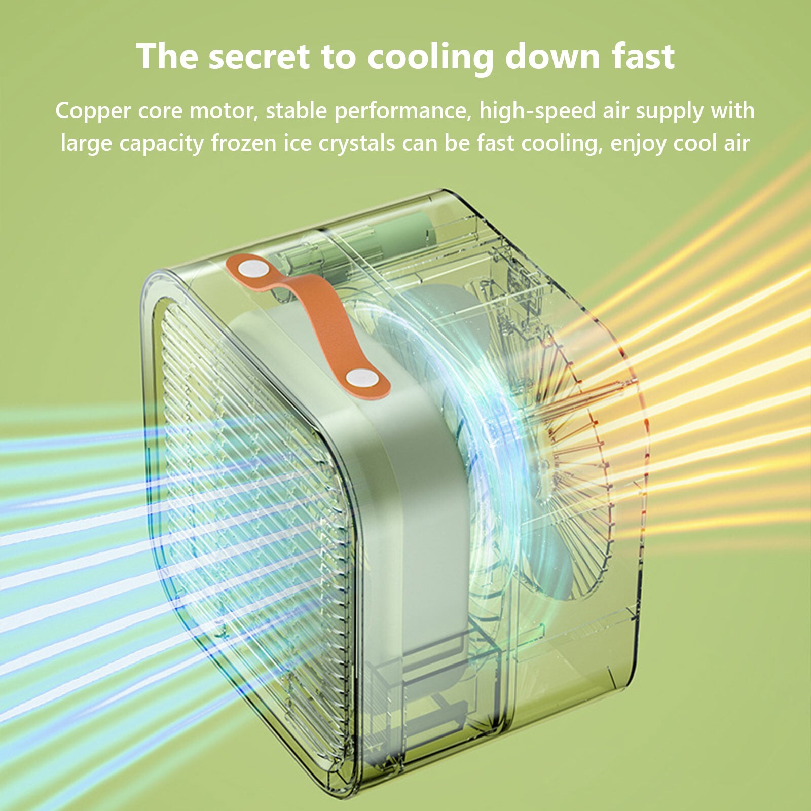 Lksixu Small Air Conditioner Fan, Portable Air Cooler with Ice Crystal Box, USB Rechargeable Personal Desk Fan with Handle, Low Noise 3 Wind Speed Strong Airflow Cooling Fan for Office Bedroom