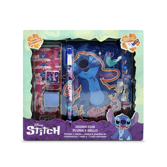 Set Diario Stitch con Pluma y Sello