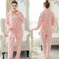 thumbnail image 2 of Conjunto de pijamas de franela de YellowMWomen, cárdigan de lana de manga larga informal, ropa de dormir cálida para, 2 of 5