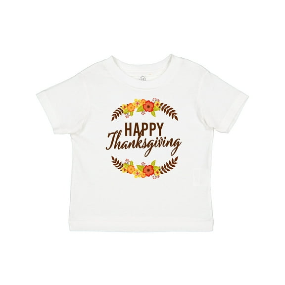 Inktastic Happy Thanksgiving with Fall Floral Boys or Girls Baby T-Shirt