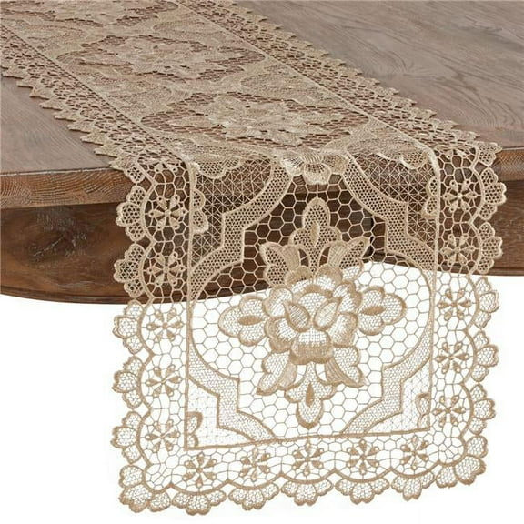 Saro Lifestyle Quatrefoil Lace Table Runner