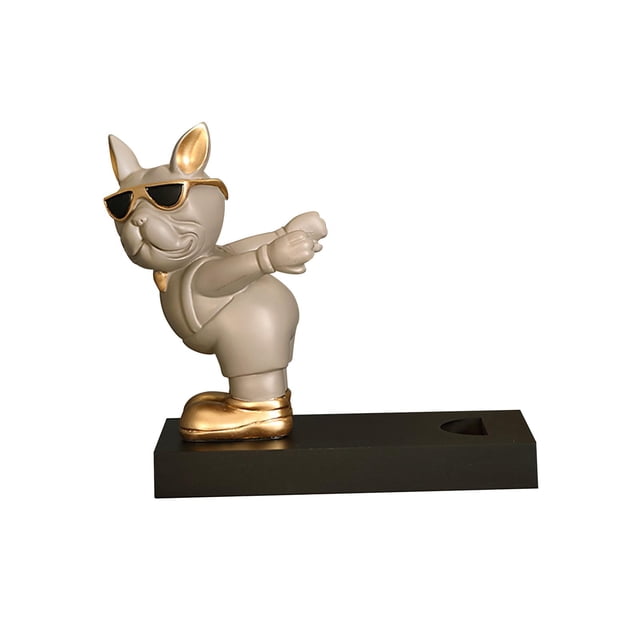 Soporte de vino en forma de perro, soporte de almacenamiento de vino, estante de adorno, escultura, soporte de vino, adorno para mesa de comedor, Marrón Soledad Botellero de vino