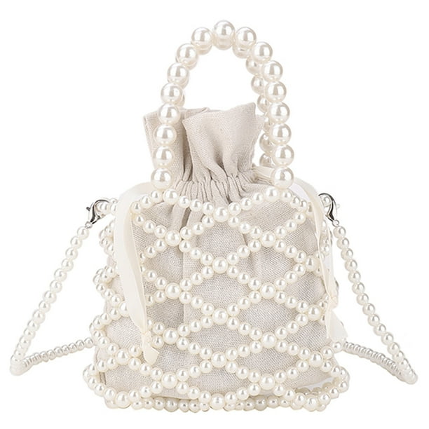 Bolsos Cruzados para Mujer Elegante Bolso Mano Tejido Con Perlas Monedero (estilo Uno)