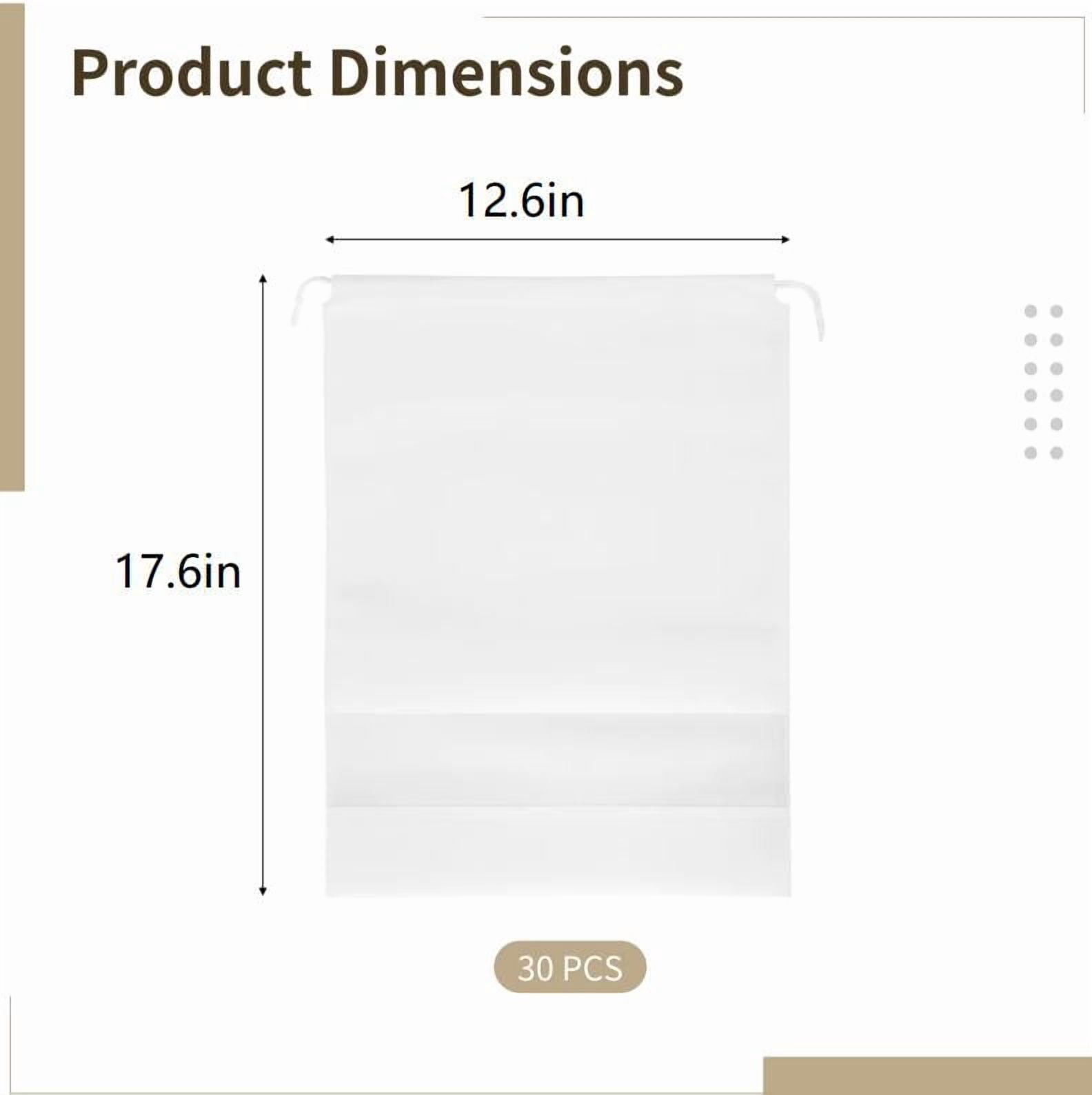 30 Pack Clear Window Dust Bags - Drawstring Shoe & Handbag Storage Pouches for Travel, Seasonal Closet Organization (12.6*17.32")