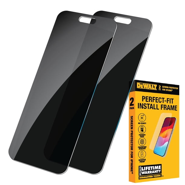Protector de pantalla de privacidad DEWALT para iPhone 15 Pro, paquete de 2