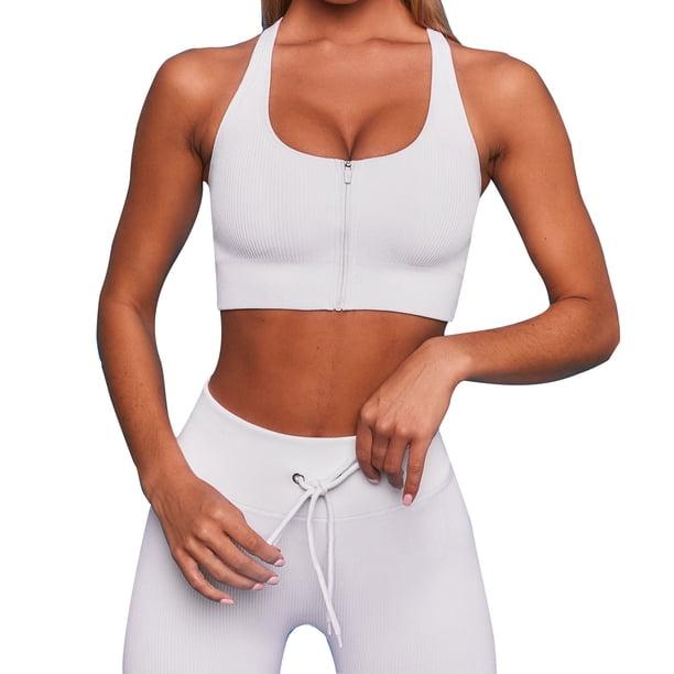 Traje de yoga de fitness de dos piezas de color sólido casual para mujer Wmkox8yi bvn472