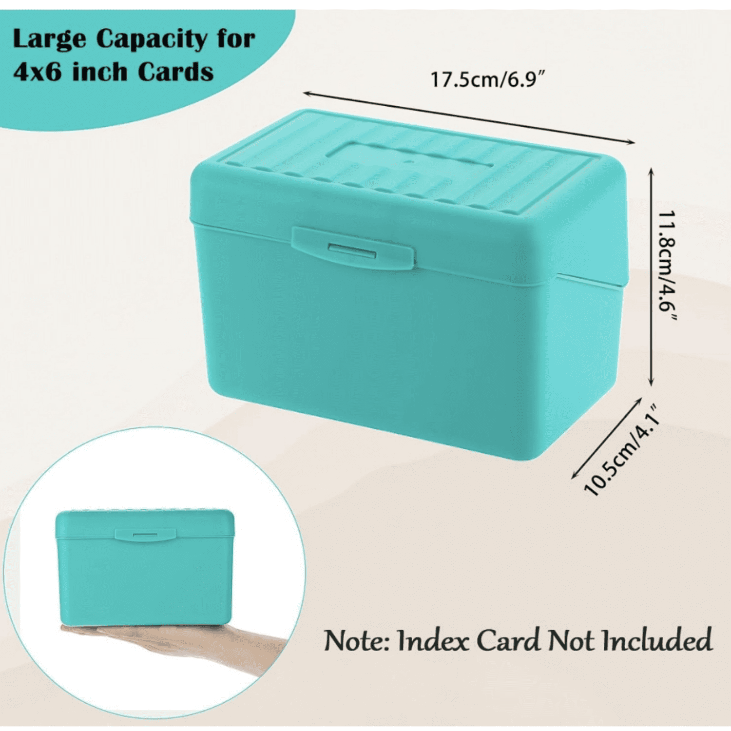 4 x 6 inch Index Card Box - Index Card Holder Notecard Box Recipe Organizer Plastic Storage Organizer for Filling Cards, Notes, Flashcards, Recipes, Green