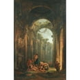 thumbnail image 2 of Hubert Robert 11x14 Black Ornate Wood Framed Double Matted Museum Art Print Titled: Classical Ruins with Soldiers Gambling, 2 of 5